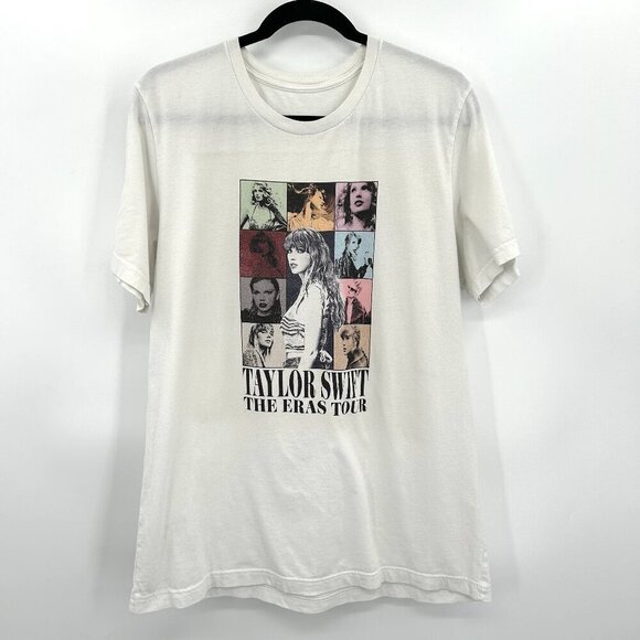 Taylor Swift Tops - TAYLOR SWIFT The Eras Tour White Colorful Graphic Print T-Shirt Size Large
